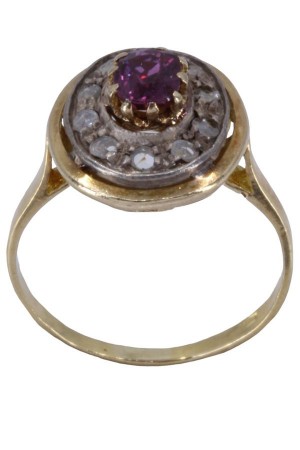 BAGUE MARGUERITE RUBIS ET DIAMANTS