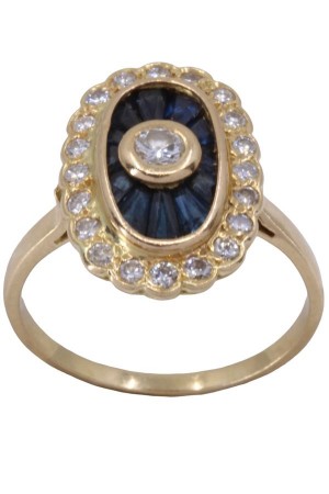 BAGUE MARQUISE SAPHIRS ET DIAMANTS