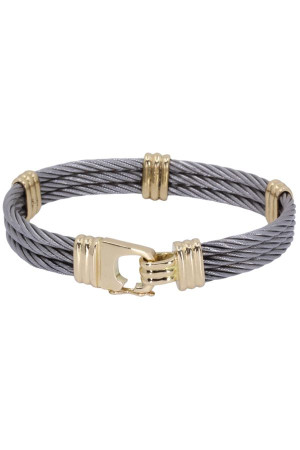 BRACELET CABLE OR ET ACIER