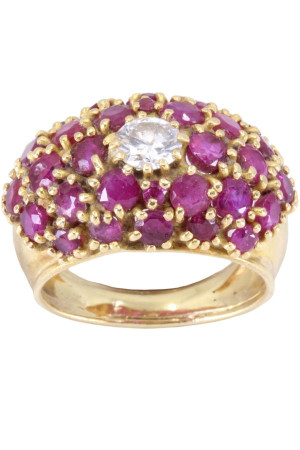 BAGUE DÔME RUBIS ET DIAMANT