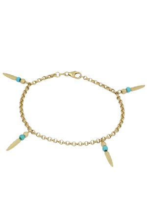 bracelet-turquoise-breloques-plumes-or-18k-occasion-3082
