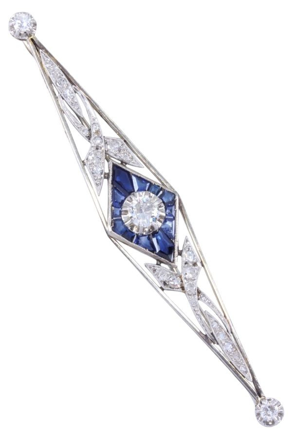 BROCHE ART-DÉCO SAPHIRS ET DIAMANTS