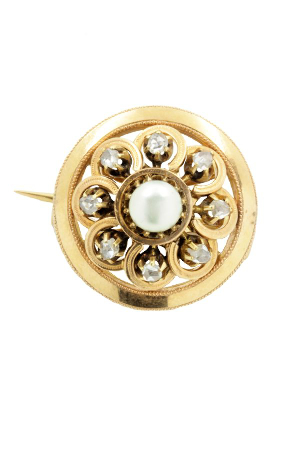 Broche-ancienne-Napoleon-III-perle-diamants-or-18k-occasion-7395