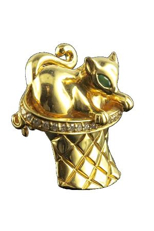 Broche-chat-or 18k-occasion-4208