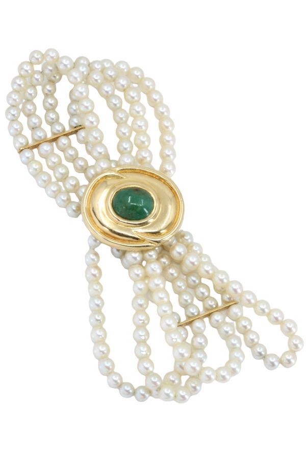 bracelet-4-rangs-emeraude-perles-or-18k-occasion-5347