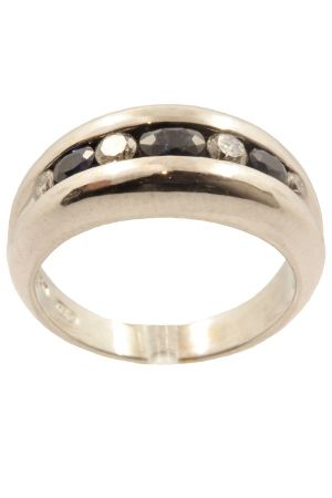 Bague-moderne-saphirs-diamants-or-18k-occasion-5990