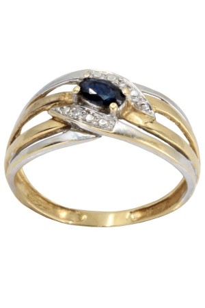 BAGUE MODERNE SAPHIR ET DIAMANTS