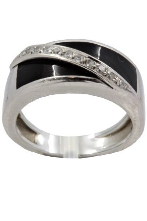 Bague-moderne-onyx-diamants-or-18k-occasion-8407