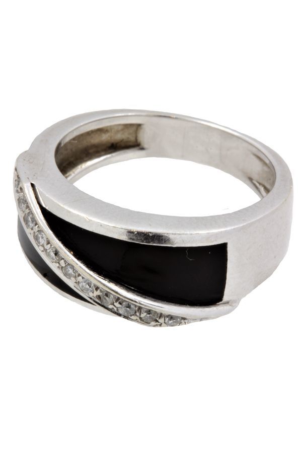 Bague-moderne-onyx-diamants-or-18k-occasion-8414