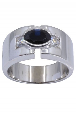 BAGUE MODERNE SAPHIR ET DIAMANTS