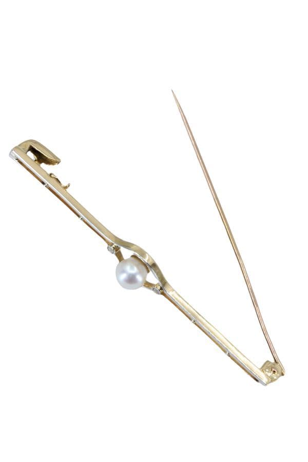 Broche Barrette Perle et Diamants - photo 3