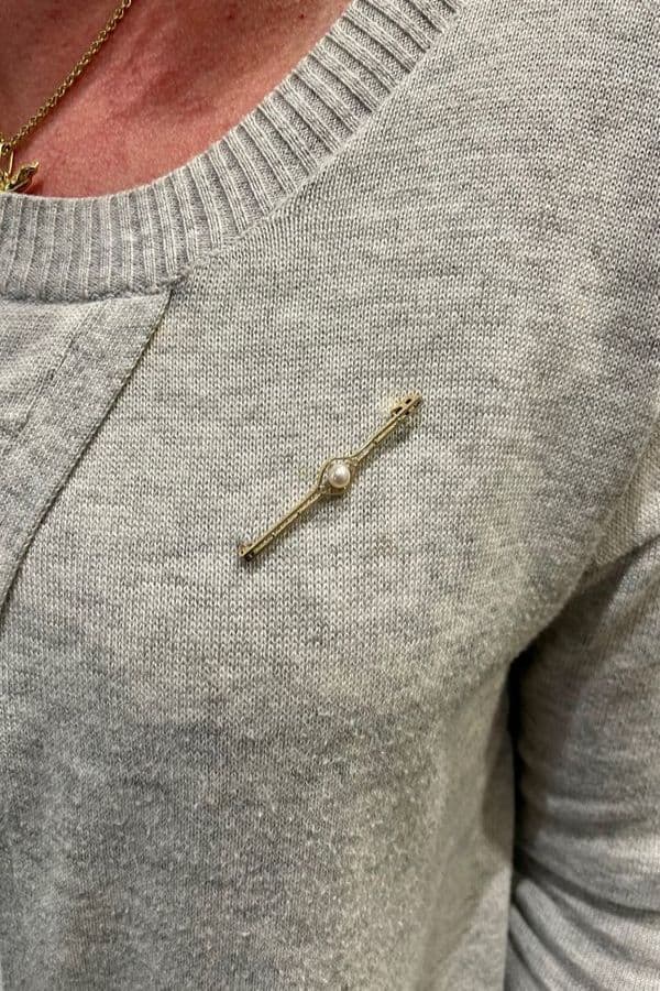 Broche Barrette Perle et Diamants - photo 2