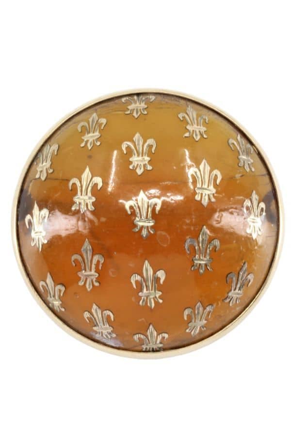 BROCHE ANCIENNE AMBRE FLEUR DE LYS, photo 2 sur 3