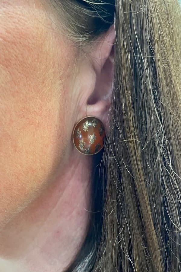 Boucles d'Oreilles Clips Ambre et Fleur de Lys - photo 2