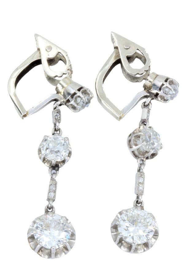Boucles d'Oreilles Pendantes Diamants Art Déco - photo 3