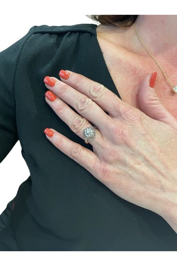 Bague Fleur Diamants Années 50'