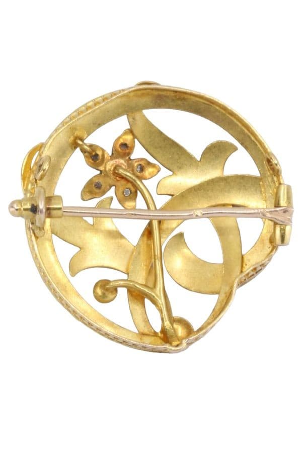 Broche Ancienne Fleur et Perles - photo 3