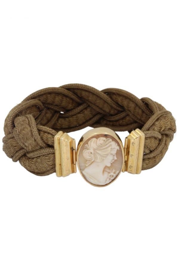 Bracelet Camée Ancien Cheveux Tressés