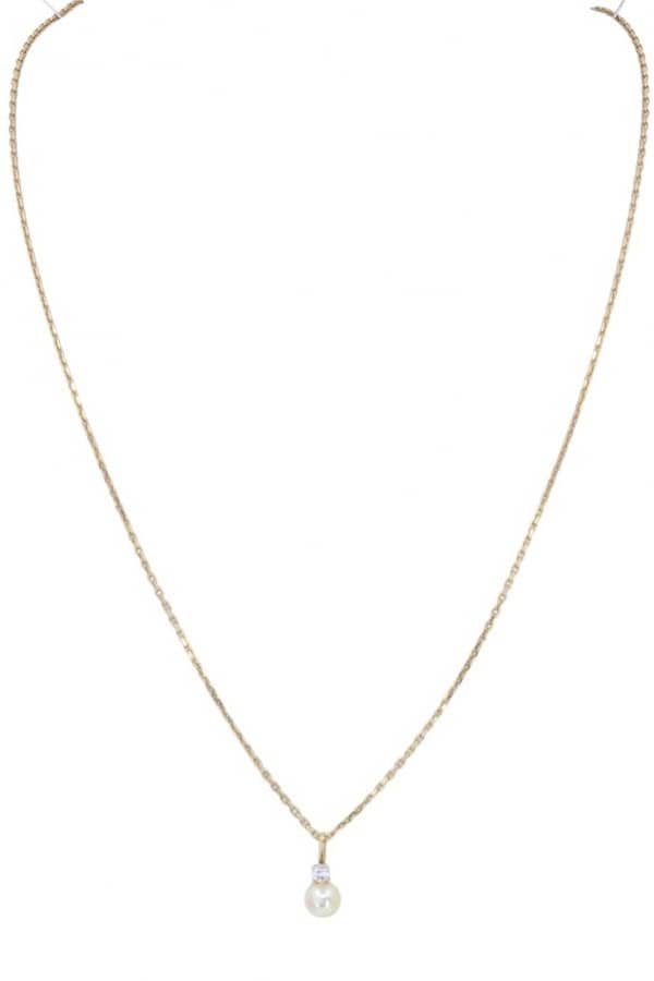 COLLIER MODERNE PERLE ET DIAMANT, photo 2 sur 3