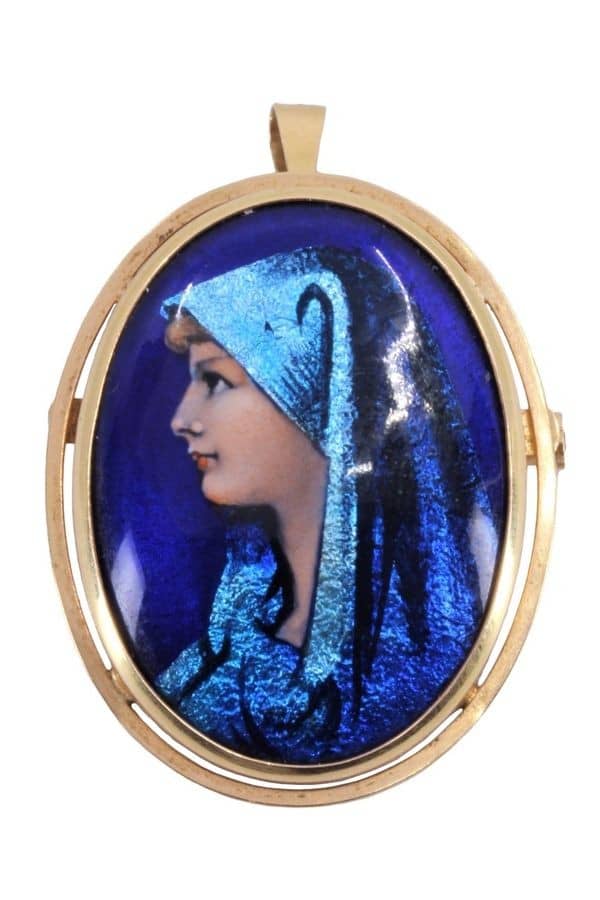 PENDENTIF BROCHE ÉMAIL DE LIMOGES, photo 2 sur 3