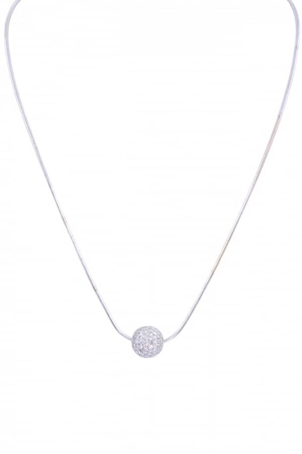 COLLIER BOULE PAVAGE DIAMANTS, photo 2 sur 3
