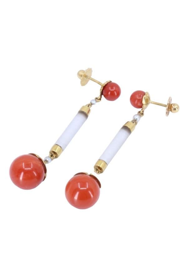 Boucles d'Oreilles Corail et Perles - photo 3