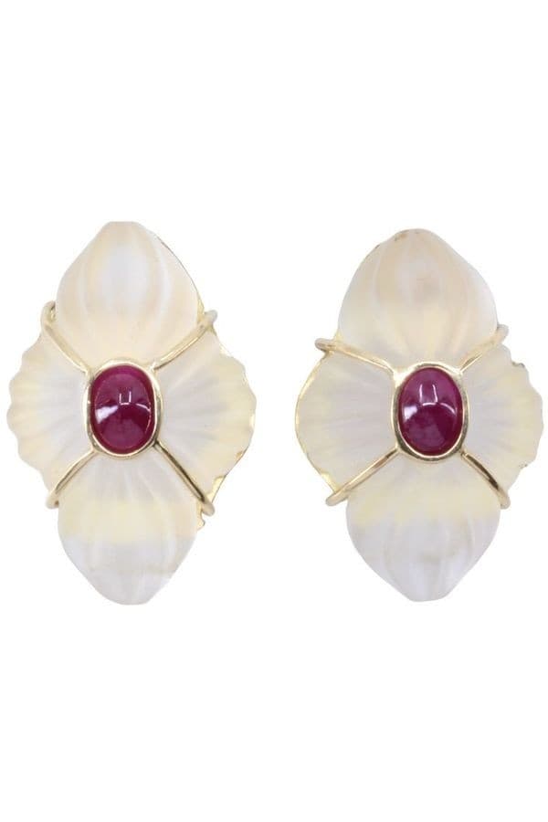 Boucles d'Oreilles Rubis et Cristal