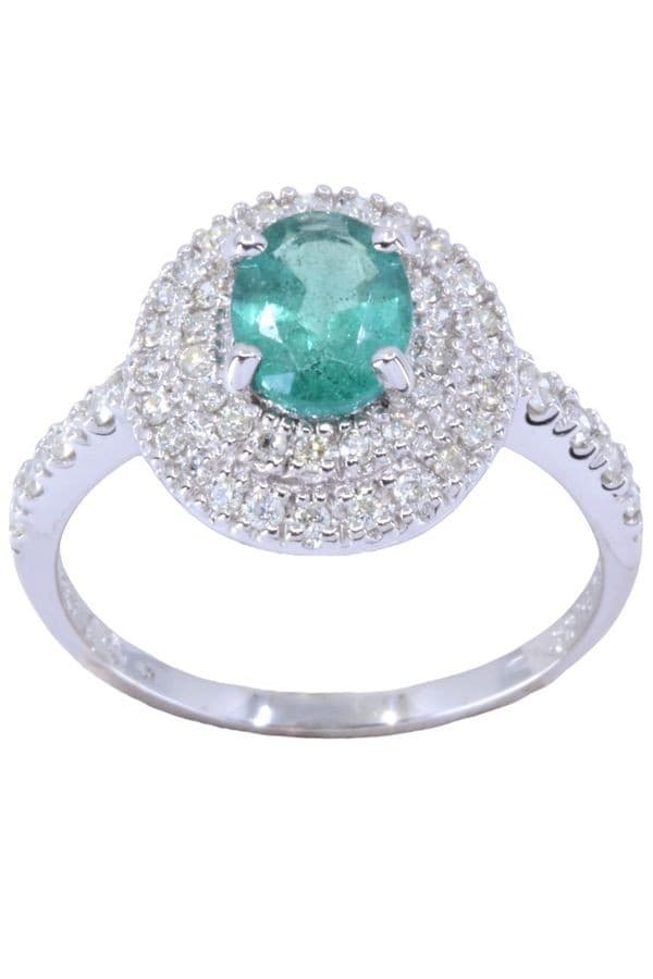 Bague Moderne Émeraude et Diamants