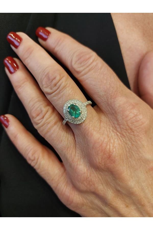 Bague Moderne Émeraude et Diamants - photo 2