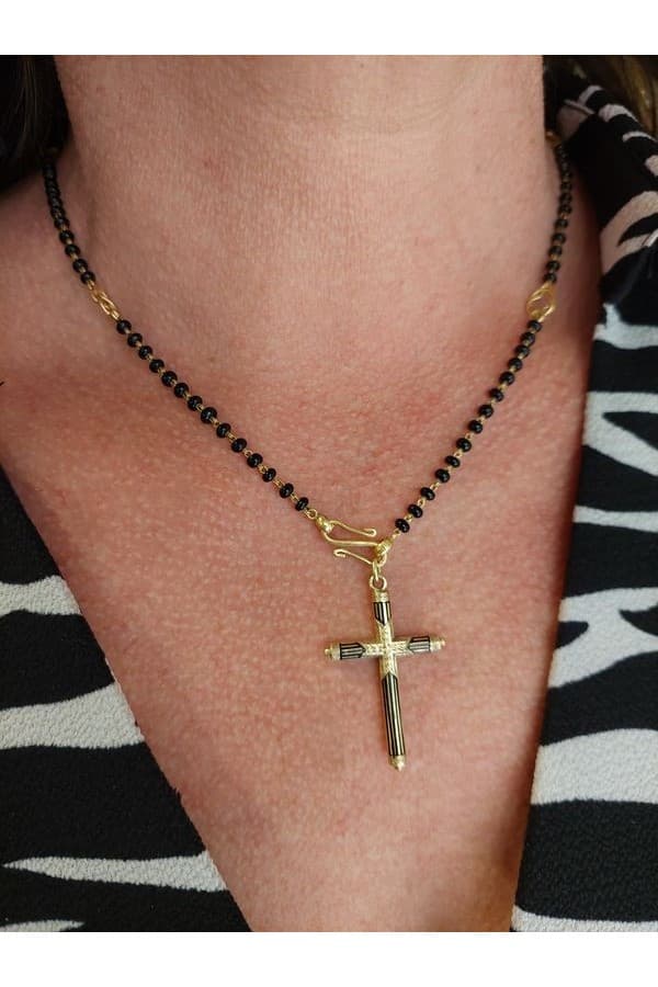 Collier Croix Émaillée et Onyx - photo 2
