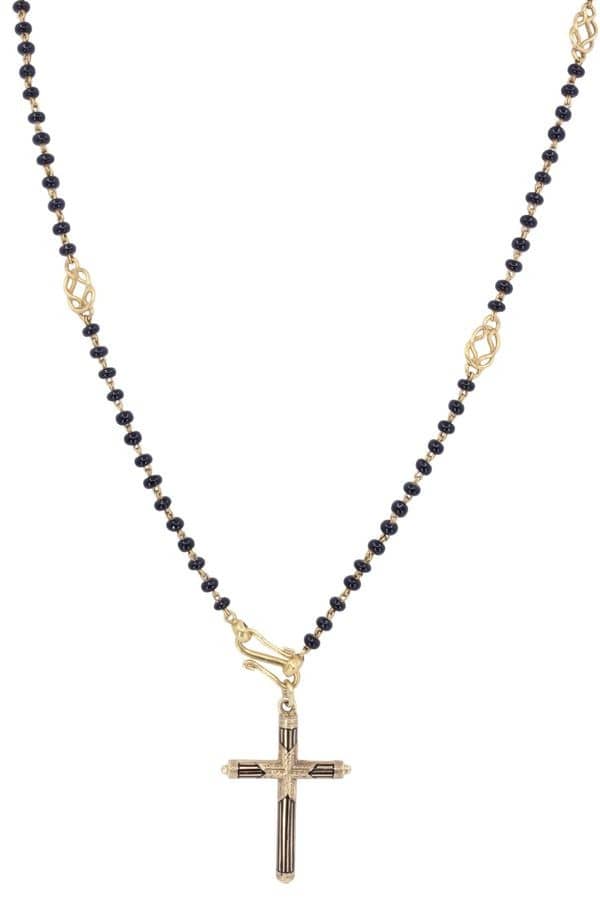 COLLIER CROIX ÉMAILLÉE ET ONYX, photo 2 sur 3