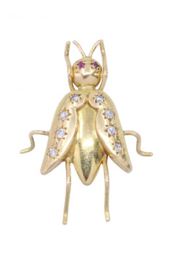BROCHE INSECTE RUBIS ET DIAMANTS, photo 2 sur 3