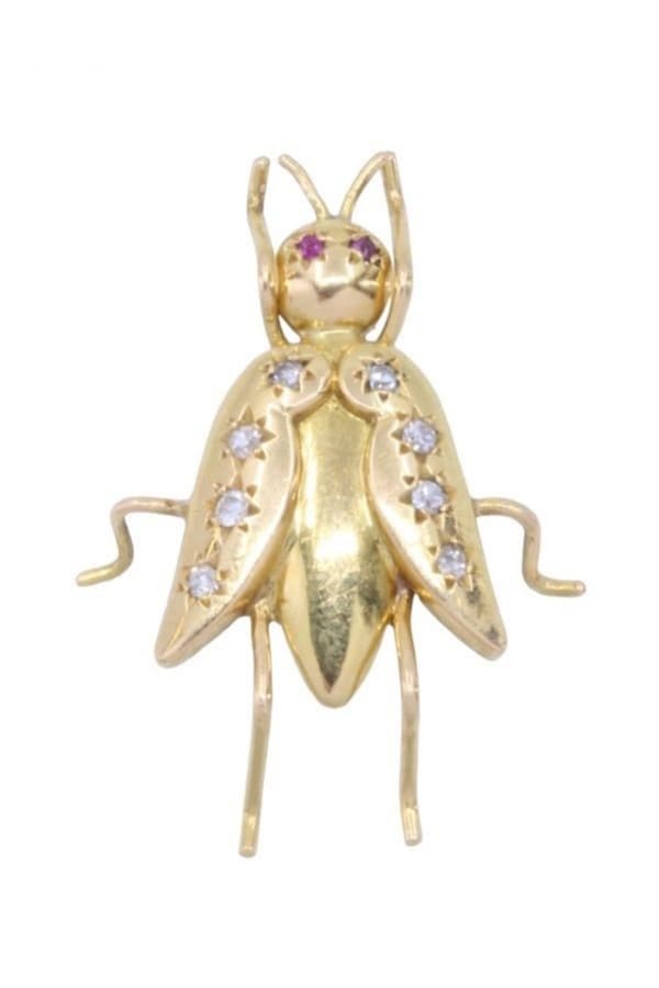 Broche Insecte Rubis et Diamants