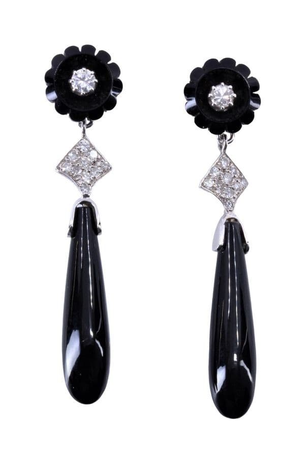 Boucles d'Oreilles Pendantes Onyx