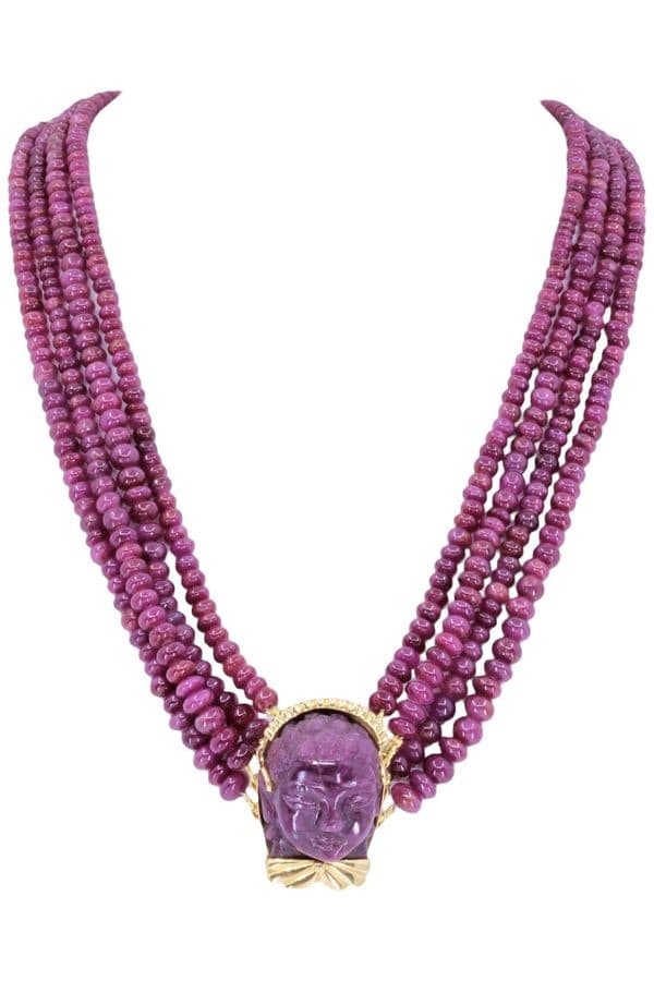 Collier 4 Rangs Racines de Rubis