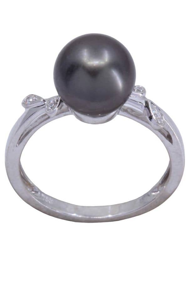 BAGUE PERLE DE TAHITI ET DIAMANTS, photo 2 sur 3