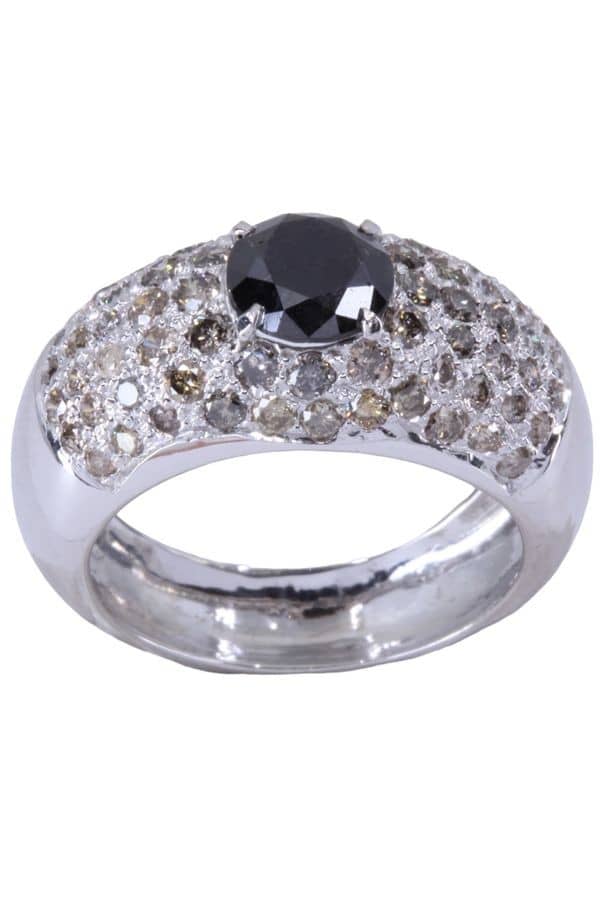 BAGUE MODERNE DIAMANT NOIR, photo 2 sur 3