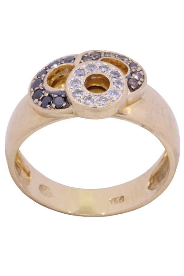 BAGUE MODERNE DIAMANTS 3 TONS, photo 2 sur 3