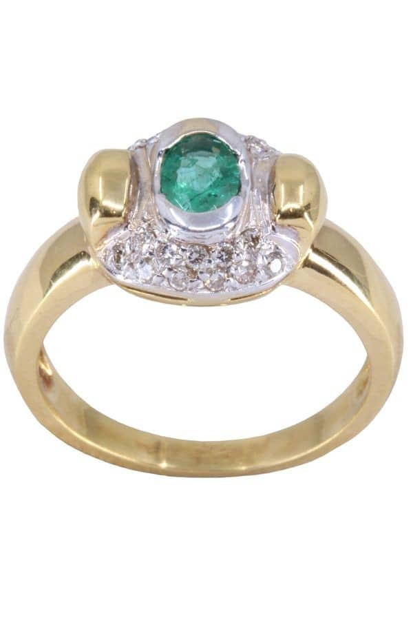 BAGUE ÉMERAUDE ET DIAMANTS, photo 2 sur 3