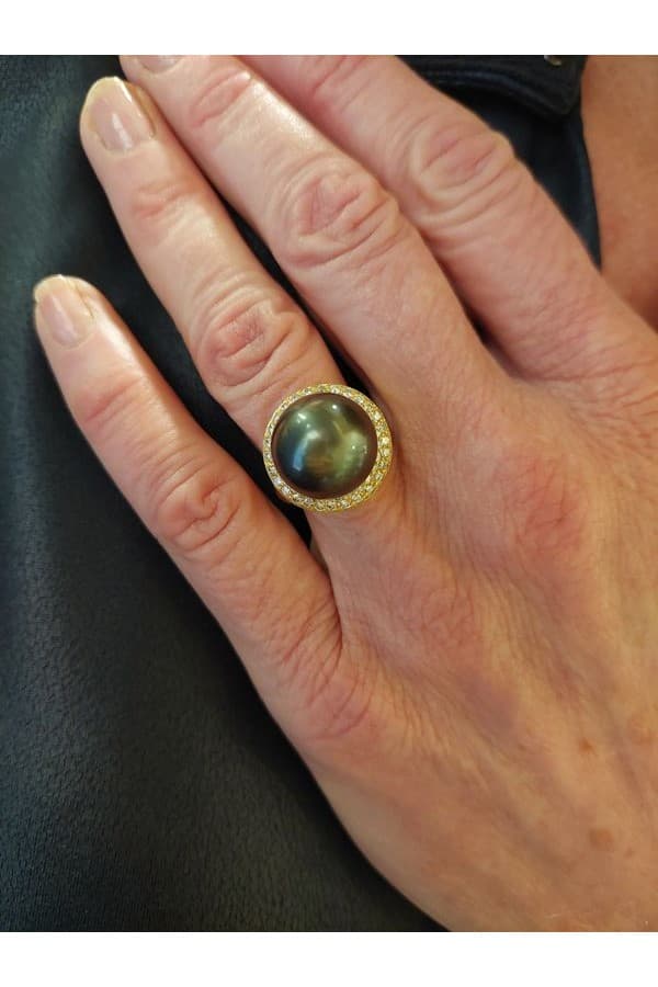 Bague Perle de Tahiti et Diamants - photo 2