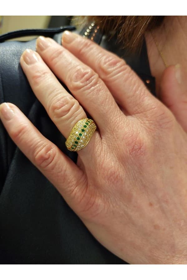 Bague Jonc Émeraudes et Diamants - photo 2