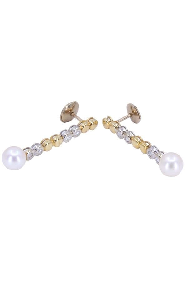Boucles d'Oreilles Pendantes Perles et Diamants - photo 3