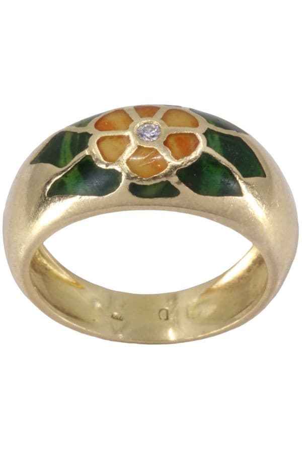Bague Fleur Émail et Diamant