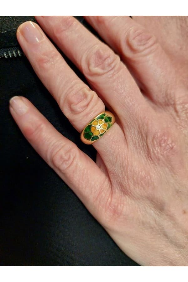 Bague Fleur Émail et Diamant - photo 2