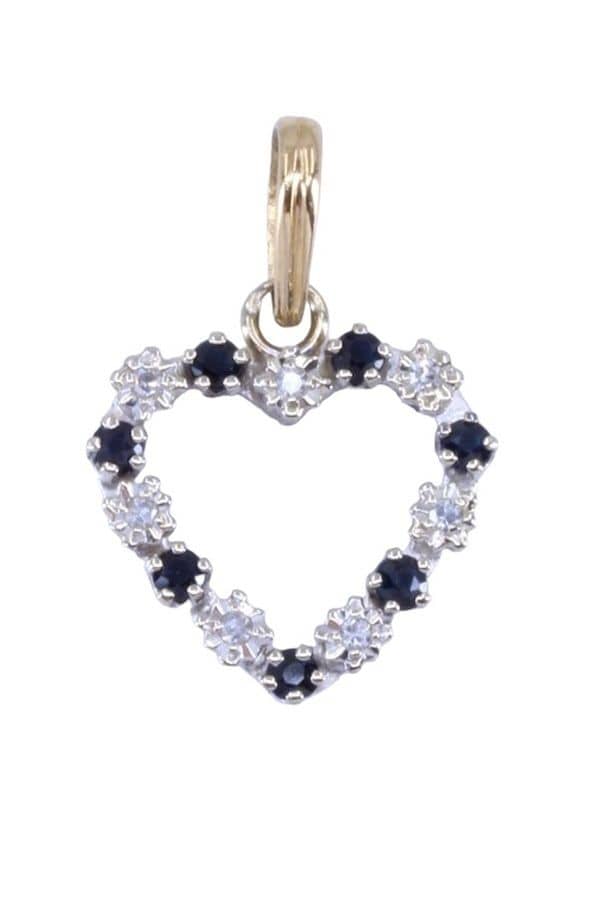 PENDENTIF CŒUR SAPHIRS ET DIAMANTS, photo 2 sur 3