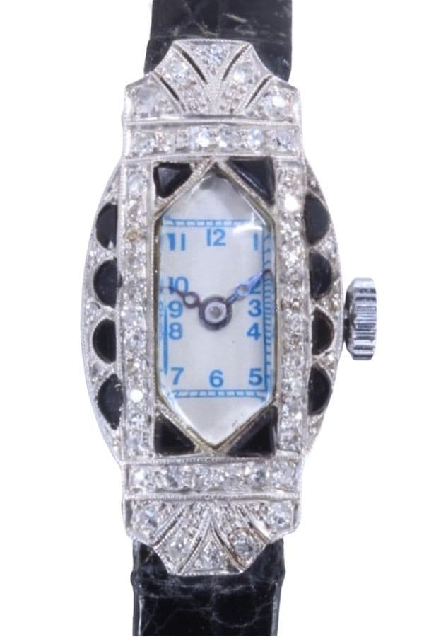 Montre Art-Déco Onyx et Diamants