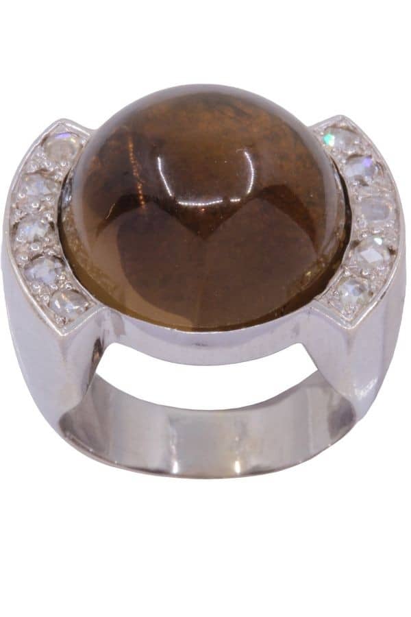 BAGUE ANCIENNE QUARTZ ET DIAMANTS, photo 2 sur 3