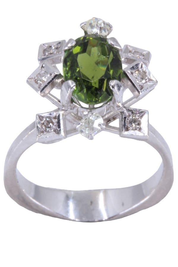 Bague Ancienne Péridot et Diamants