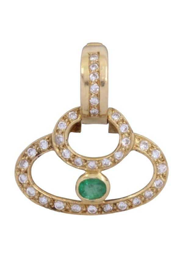 PENDENTIF POUR COLLIER DE PERLES ÉMERAUDE ET DIAMANTS, photo 2 sur 3