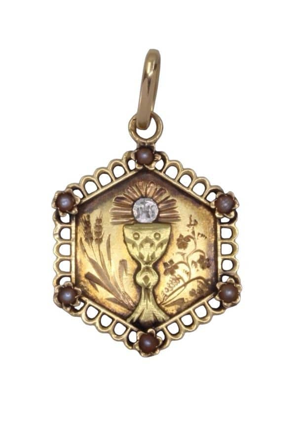 MÉDAILLE CALICE PERLES NAPOLÉON III, photo 2 sur 3
